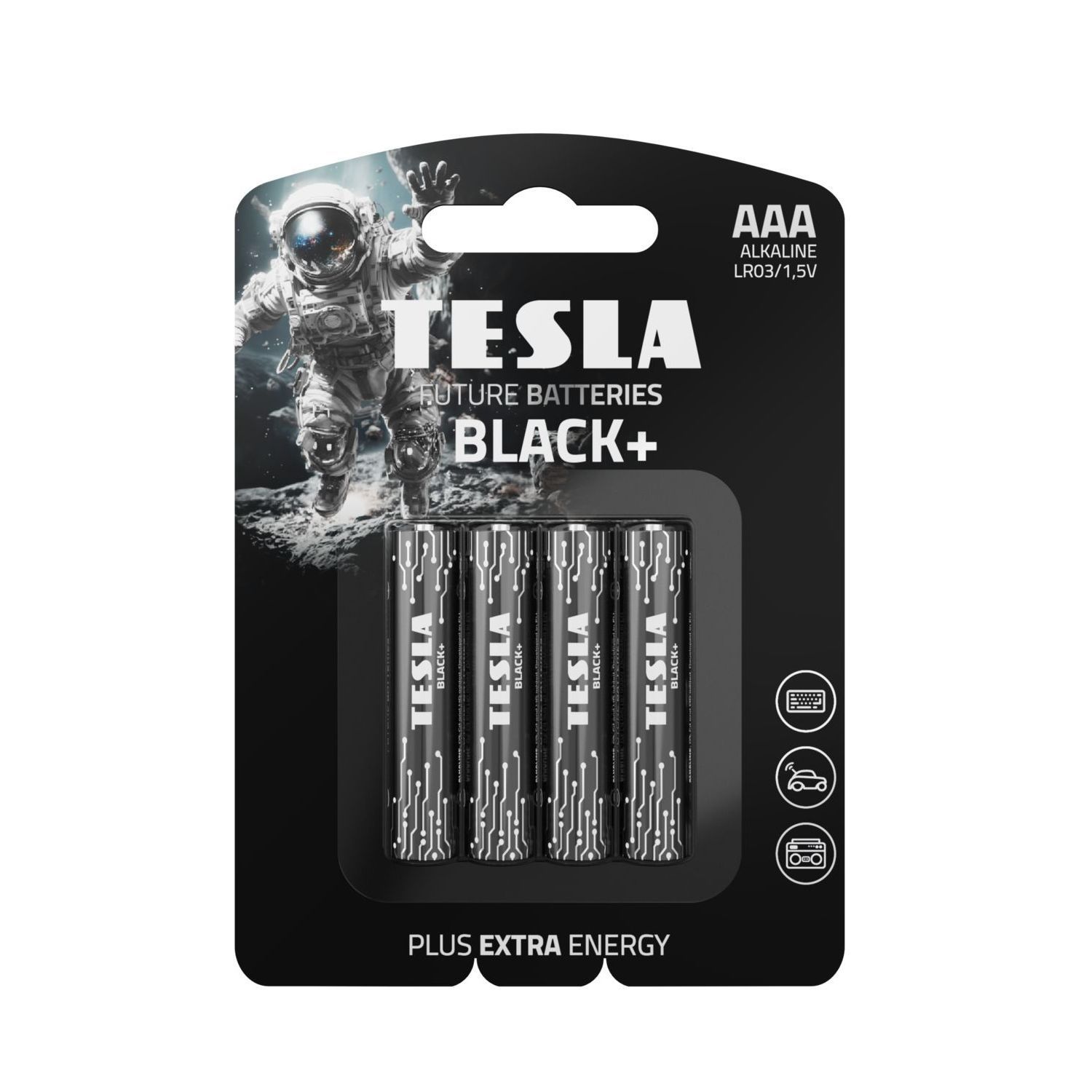 Батарейка алкалиновая TESLA BATTERIES AAA BLACK+ 4шт