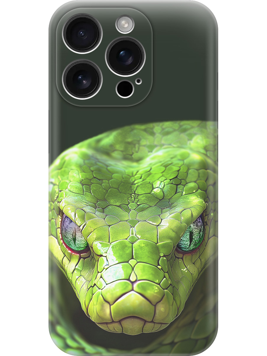 

Силиконовый чехол на Apple iPhone 16 Pro с принтом "Змея" прозрачный, Прозрачный;черный;зеленый, 785197713