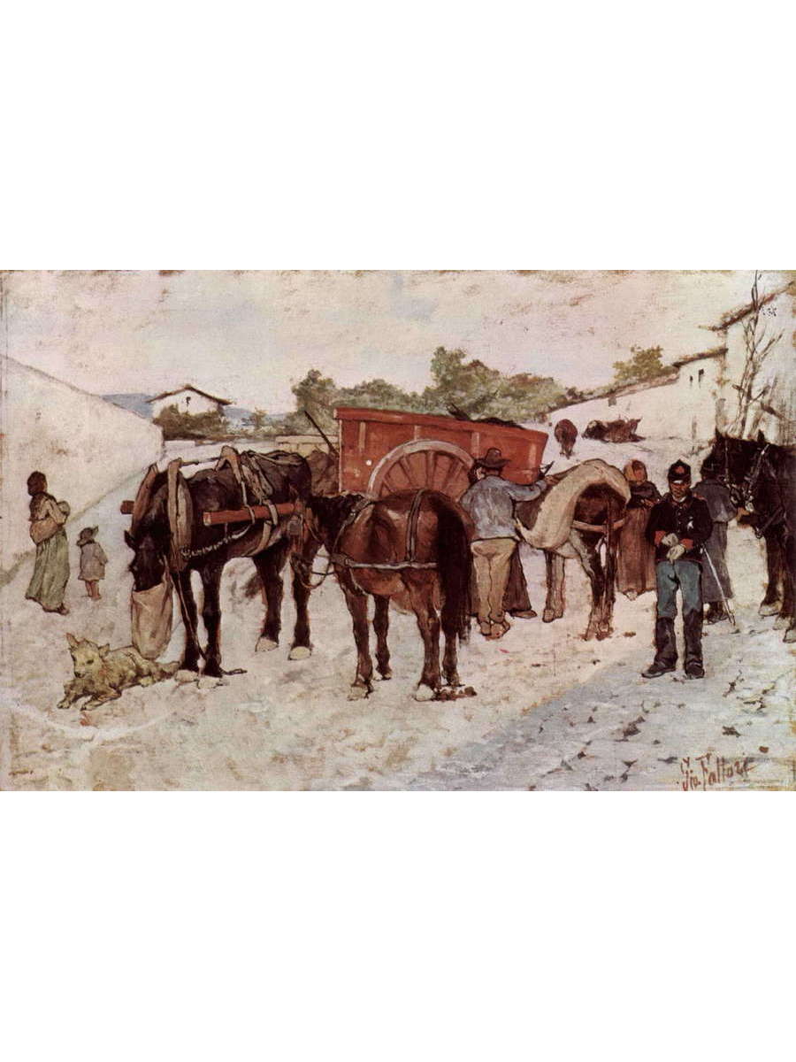 

Постер DRABS A3 Джованни Фаттори Солдаты и крестьяне на деревенской улице