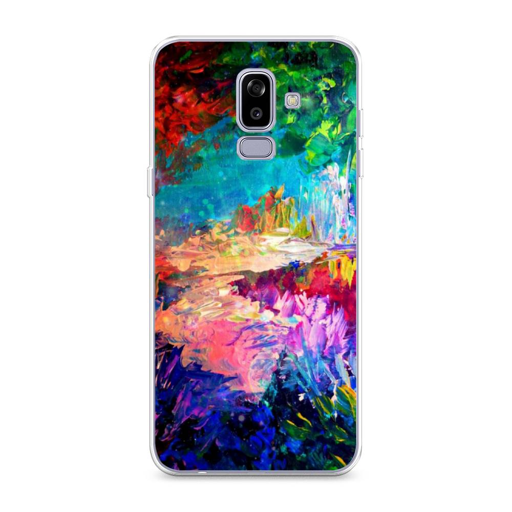 

Чехол на Samsung Galaxy J8 "Лес-гуашь", Синий;розовый;зеленый, 26550-4