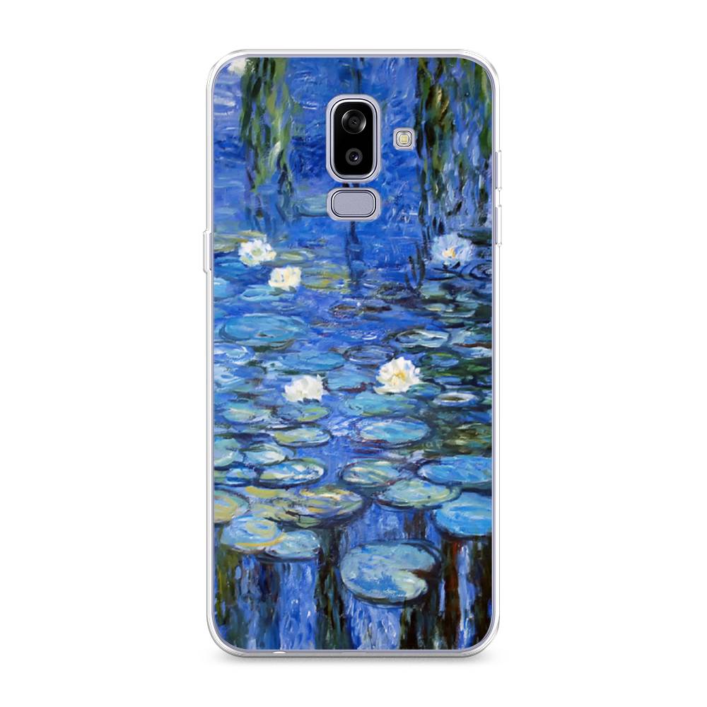 

Чехол на Samsung Galaxy J8 "Нарисованный пруд", Синий;зеленый, 26550-4