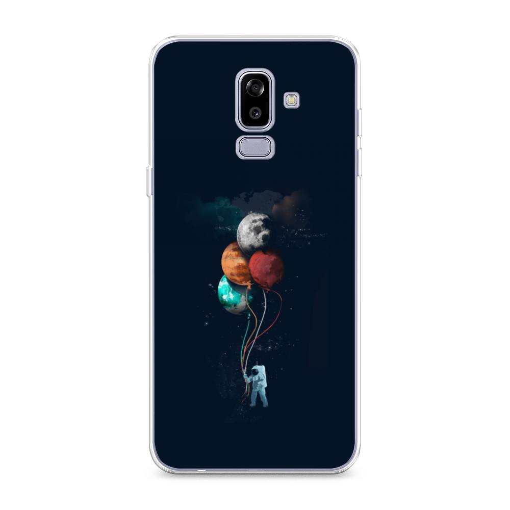 

Чехол на Samsung Galaxy J8 "Космонавт с шариками", Разноцветный, 26550-4