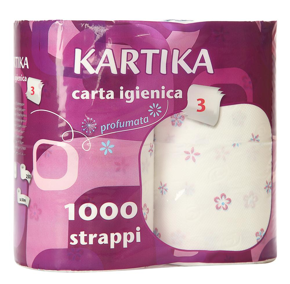Туалетная бумага Kartika 3-х слойная 4 рулона