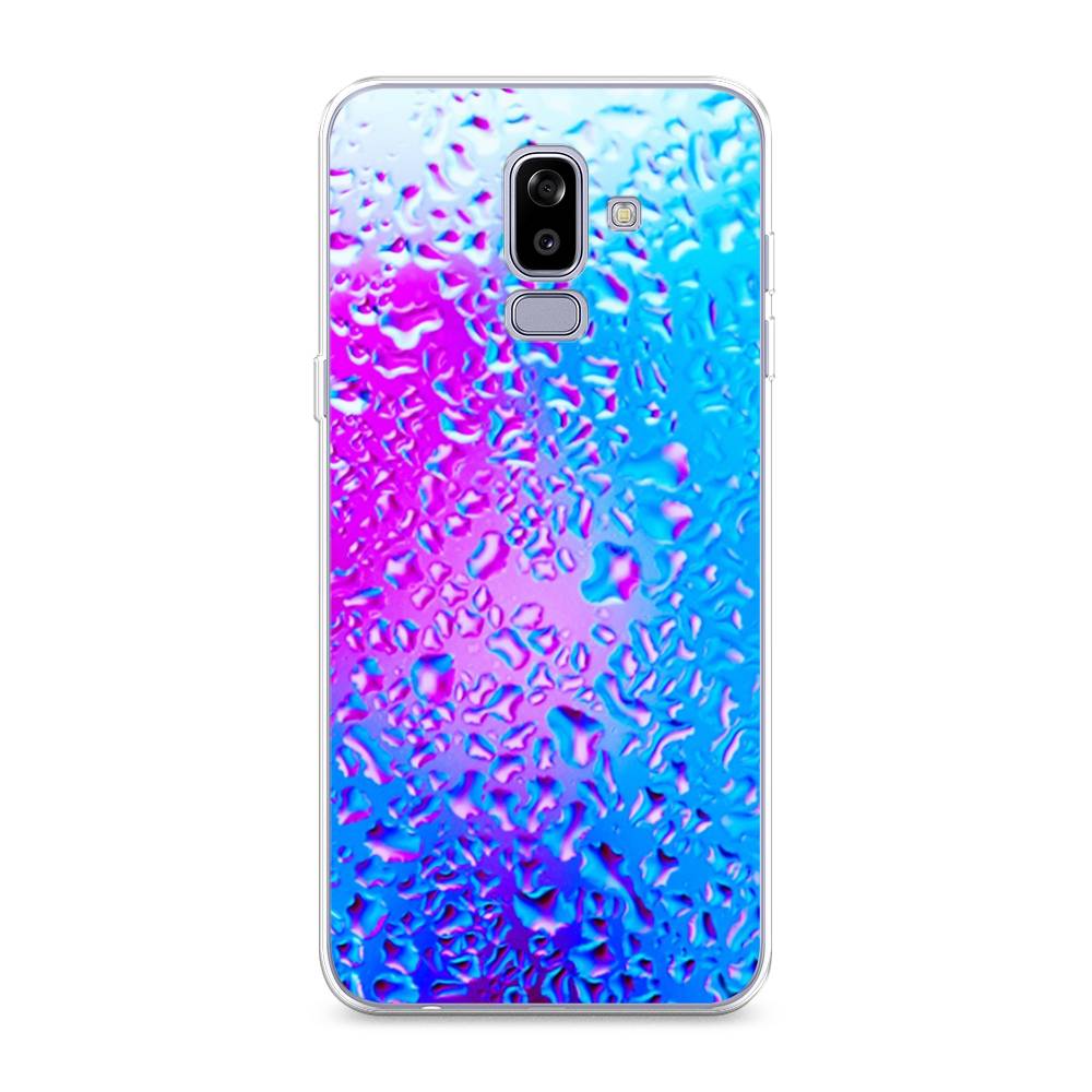 

Чехол на Samsung Galaxy J8 "Капли на стекле", Голубой;розовый, 26550-3