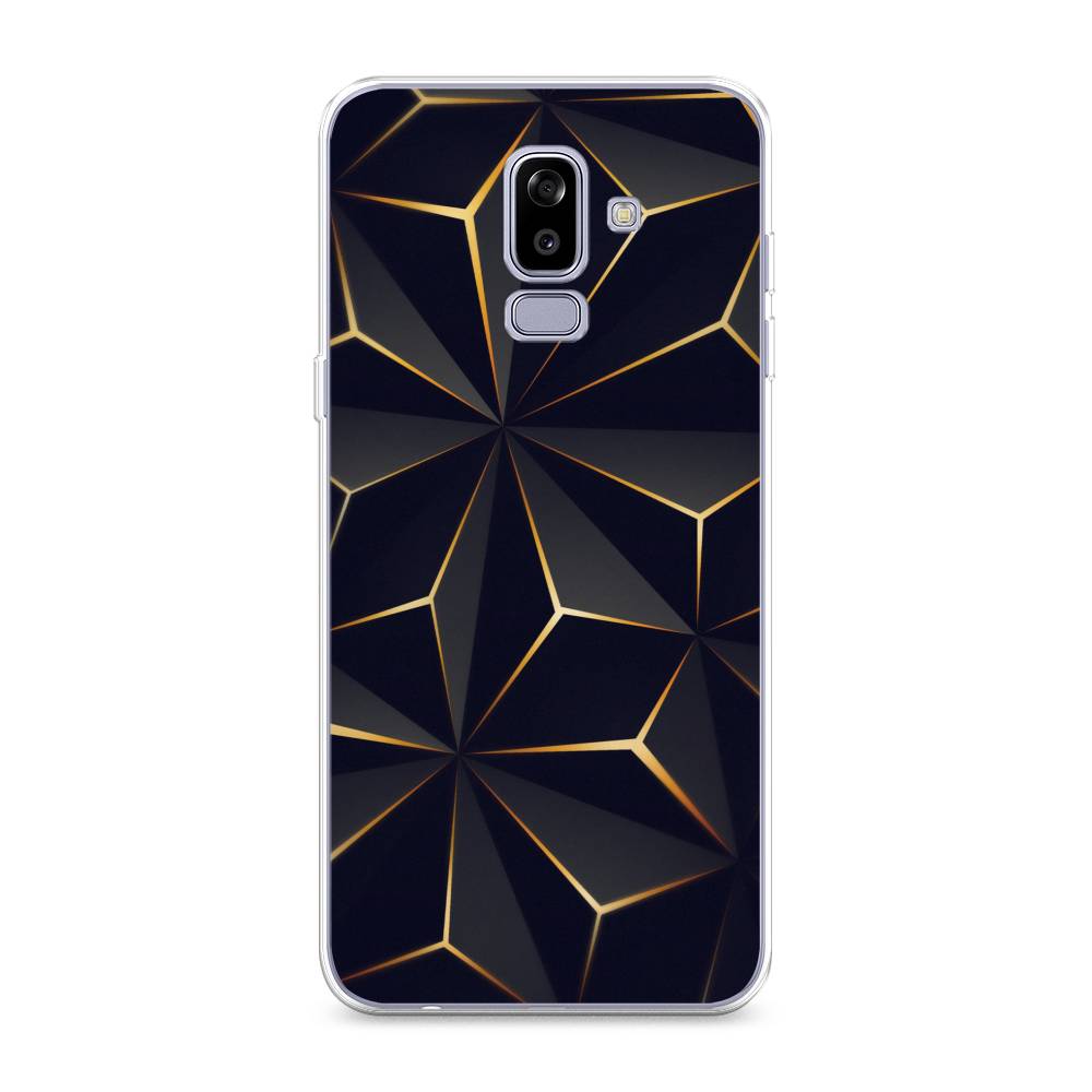 

Чехол на Samsung Galaxy J8 "Черные полигоны", Золотистый;черный, 26550-3