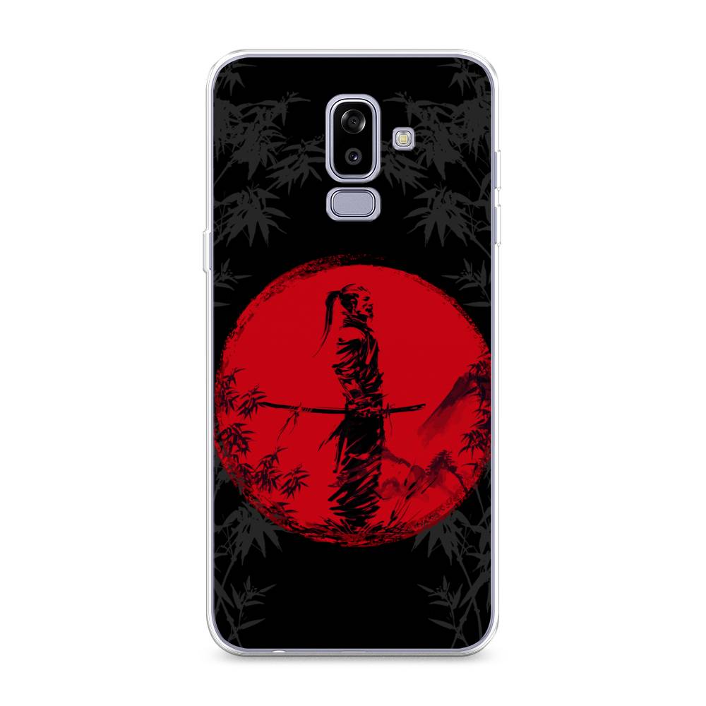 

Чехол на Samsung Galaxy J8 "Самурай на красном фоне", Черный;красный;серый, 26550-4