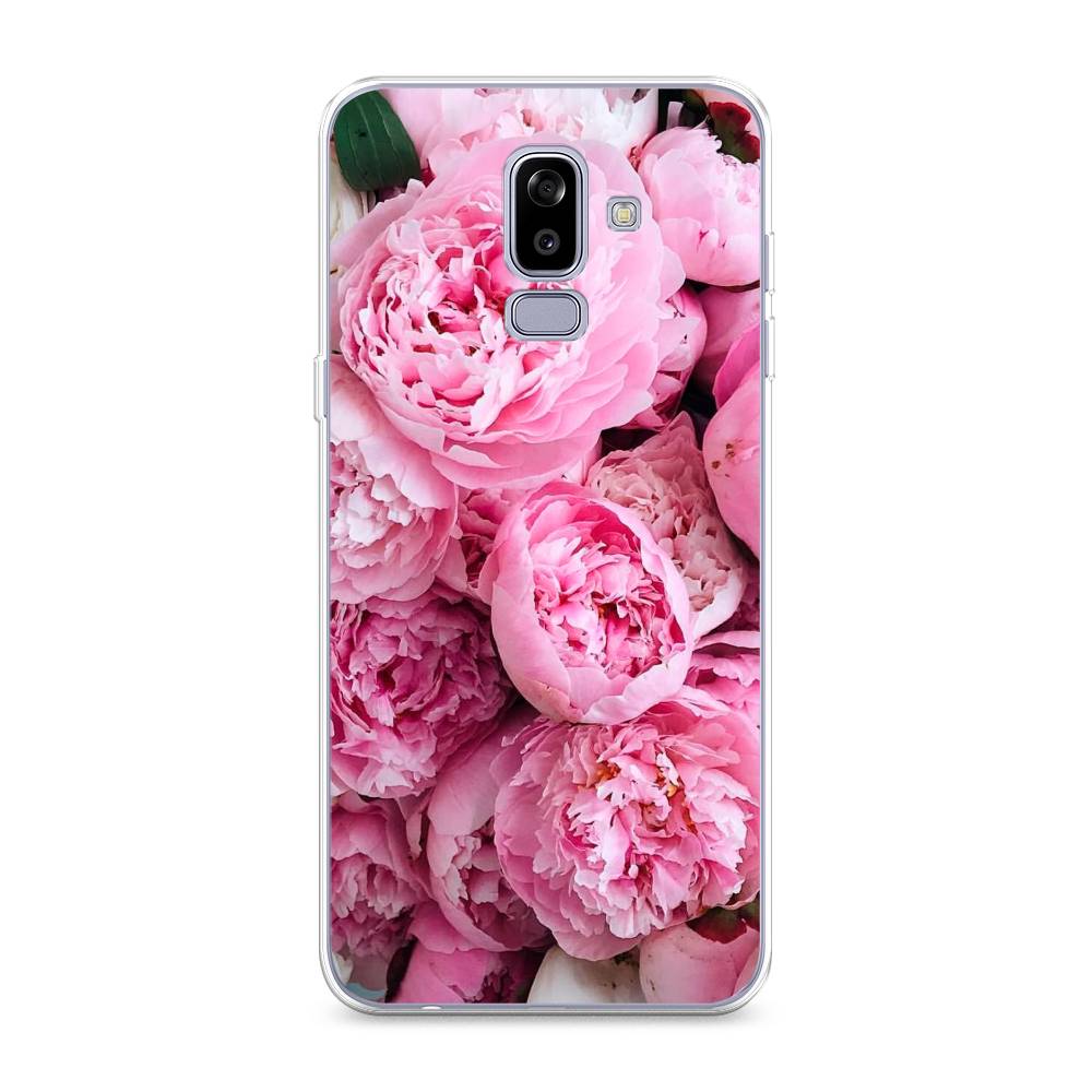 

Чехол на Samsung Galaxy J8 "Розовые пионы", Бежевый;розовый, 26550-2