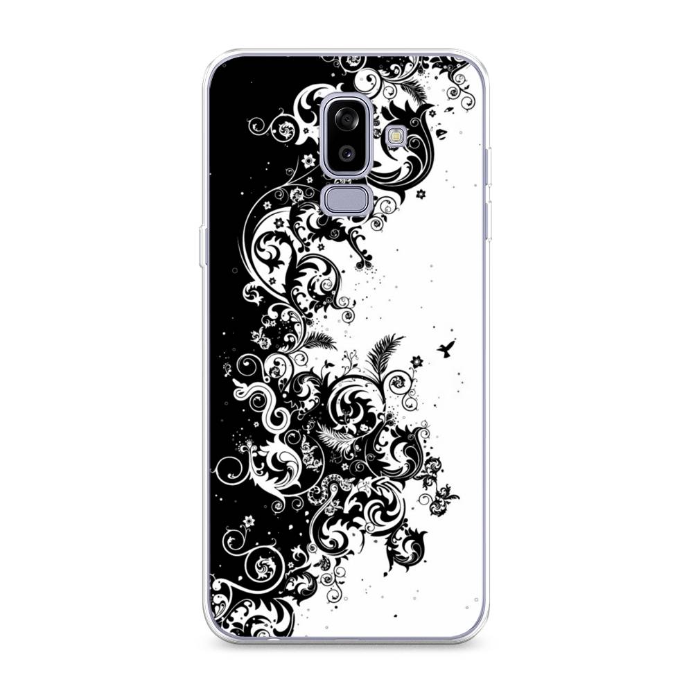 

Чехол на Samsung Galaxy J8 "Черно белый узор", Белый;черный;серый, 26550-3