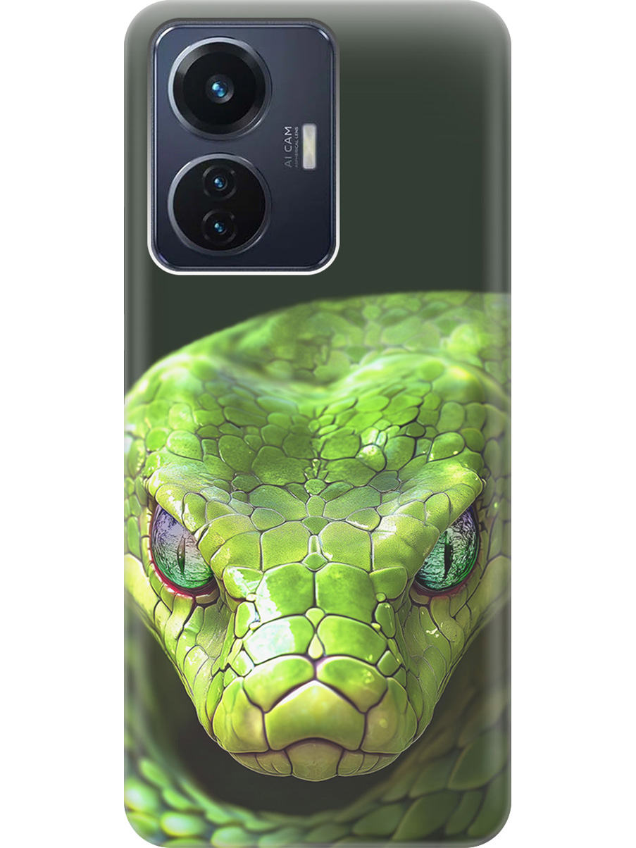 

Силиконовый чехол на Vivo T1 с принтом "Змея" прозрачный, Прозрачный;черный;зеленый, 743437813