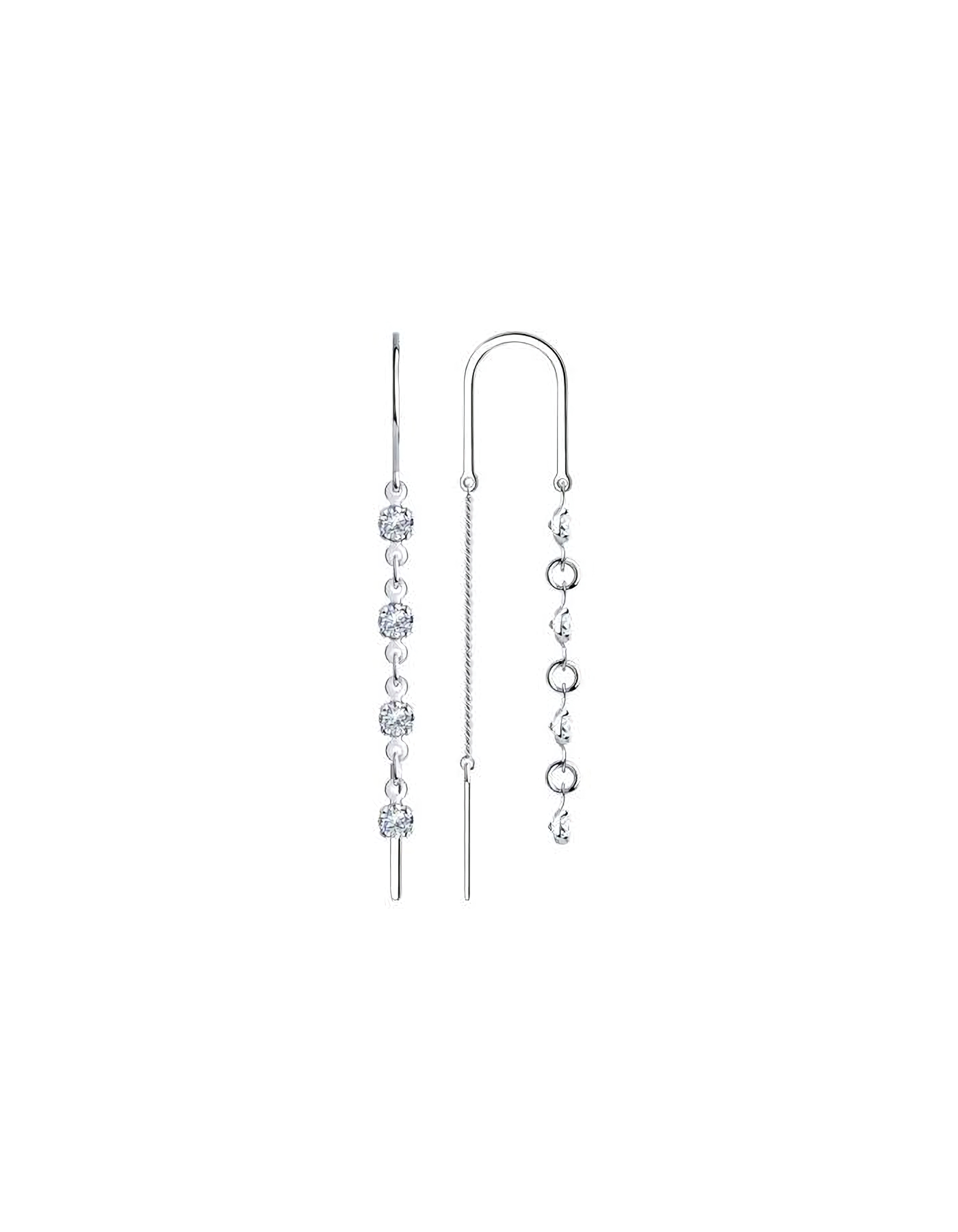 

Серьги продевки из серебра TEO MAORI 894020804, фианит, 894020804