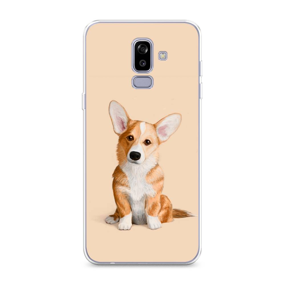 

Чехол на Samsung Galaxy J8 "Грустный Корги", Коричневый;бежевый, 26550-1