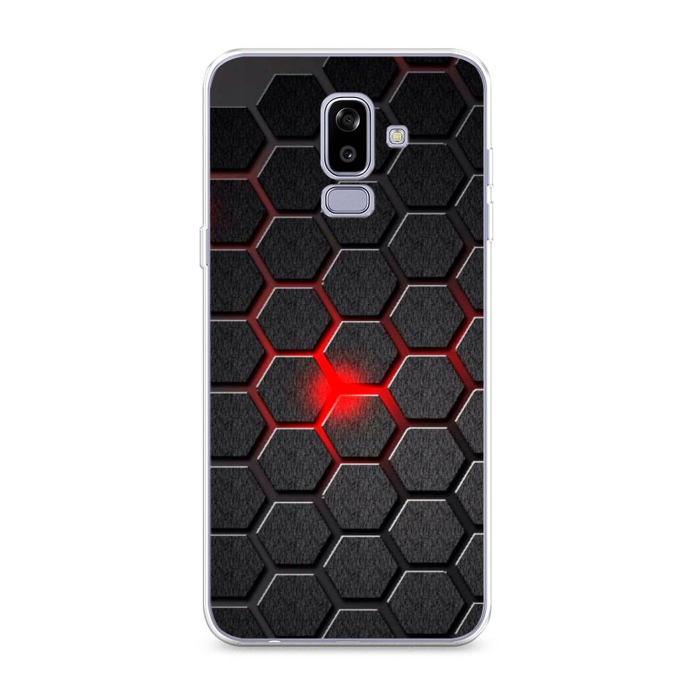 

Чехол на Samsung Galaxy J8 "Соты красные", Красный;черный;серый, 26550-3