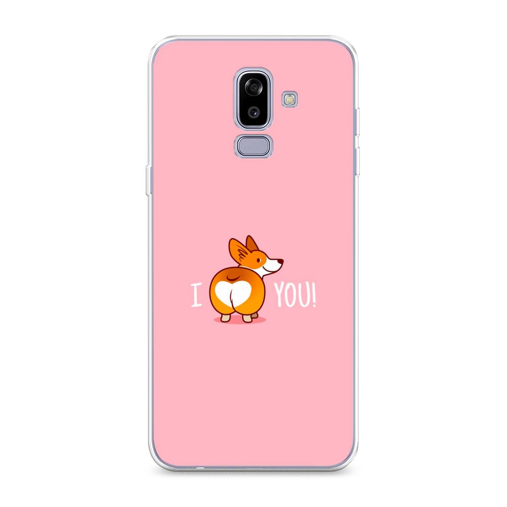 

Чехол на Samsung Galaxy J8 "Корги I love you", Розовый;коричневый;белый, 26550-1