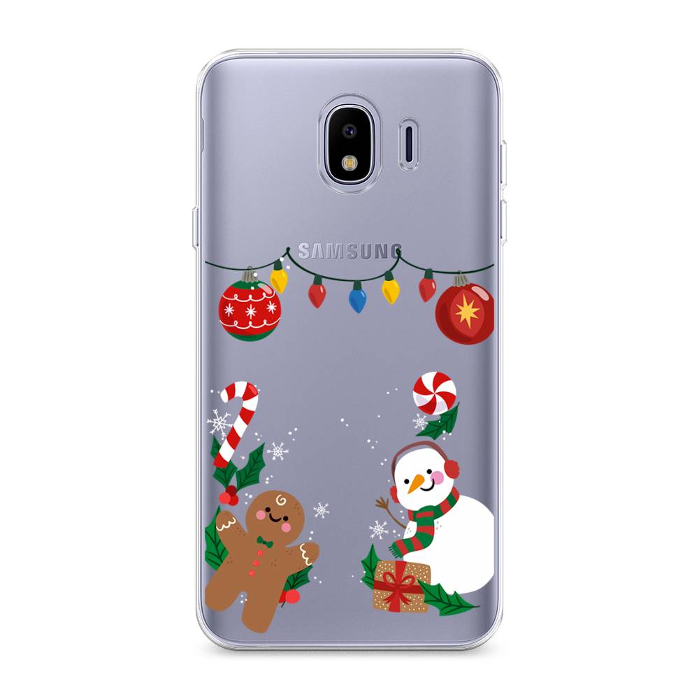 

Чехол на Samsung Galaxy J4 "Новогоднее настроение", Коричневый;красный;зеленый, 26450-5