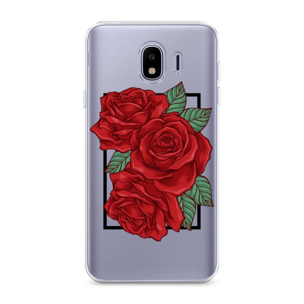

Чехол на Samsung Galaxy J4 "Три алые розы", Красный, 26450-2