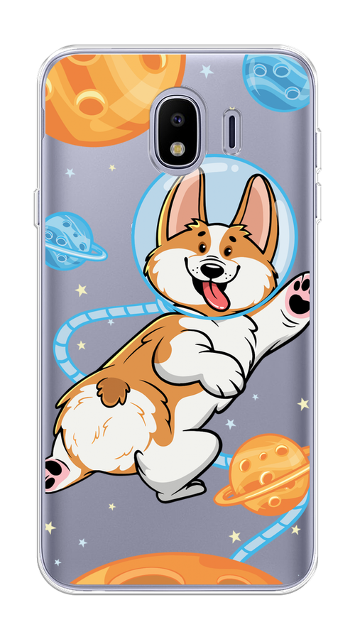 

Чехол на Samsung Galaxy J4 "Корги-космонавт", Голубой;бежевый;белый, 26450-1