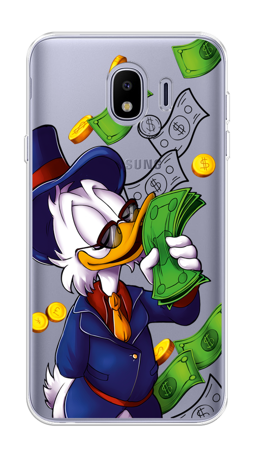 

Чехол на Samsung Galaxy J4 "Scrooge McDuck with Money", Синий;зеленый;белый, 26450-6