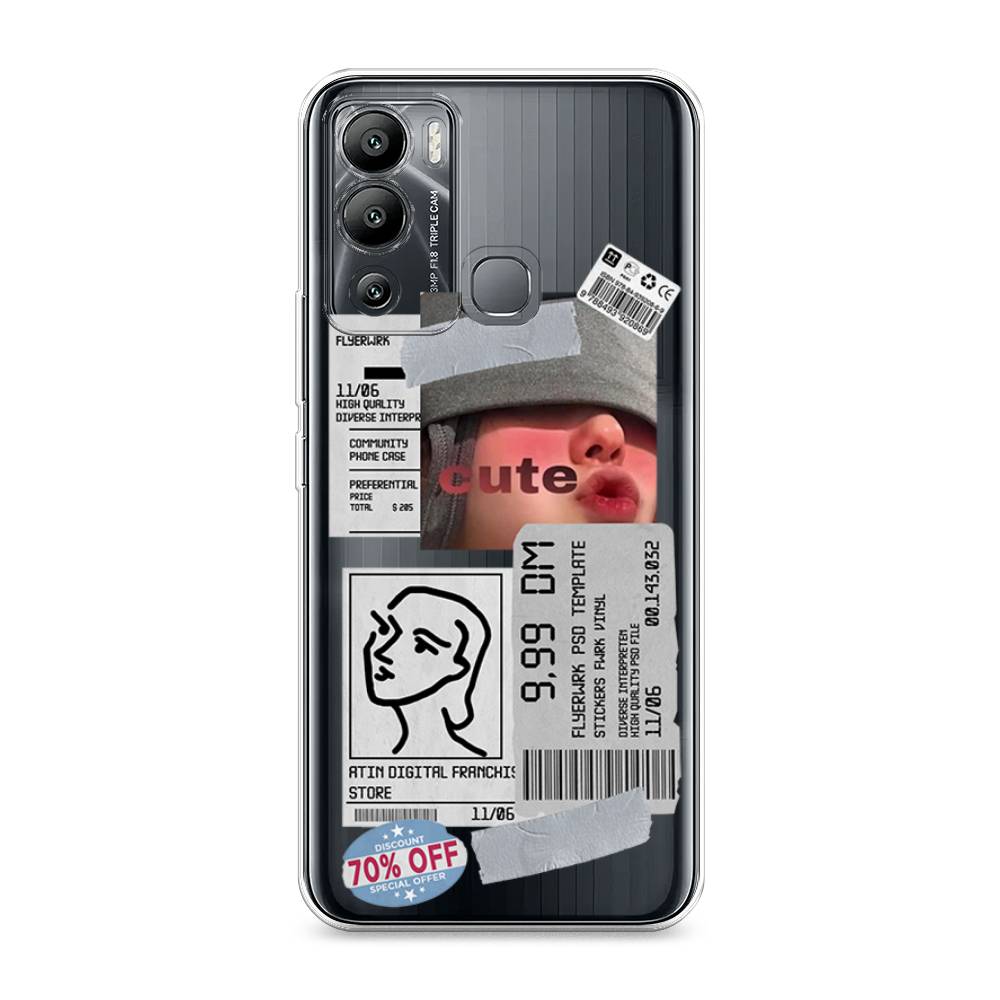 

Чехол на Infinix Hot 12i "Cute girl collage", Розовый;серый;голубой, 3101250-6