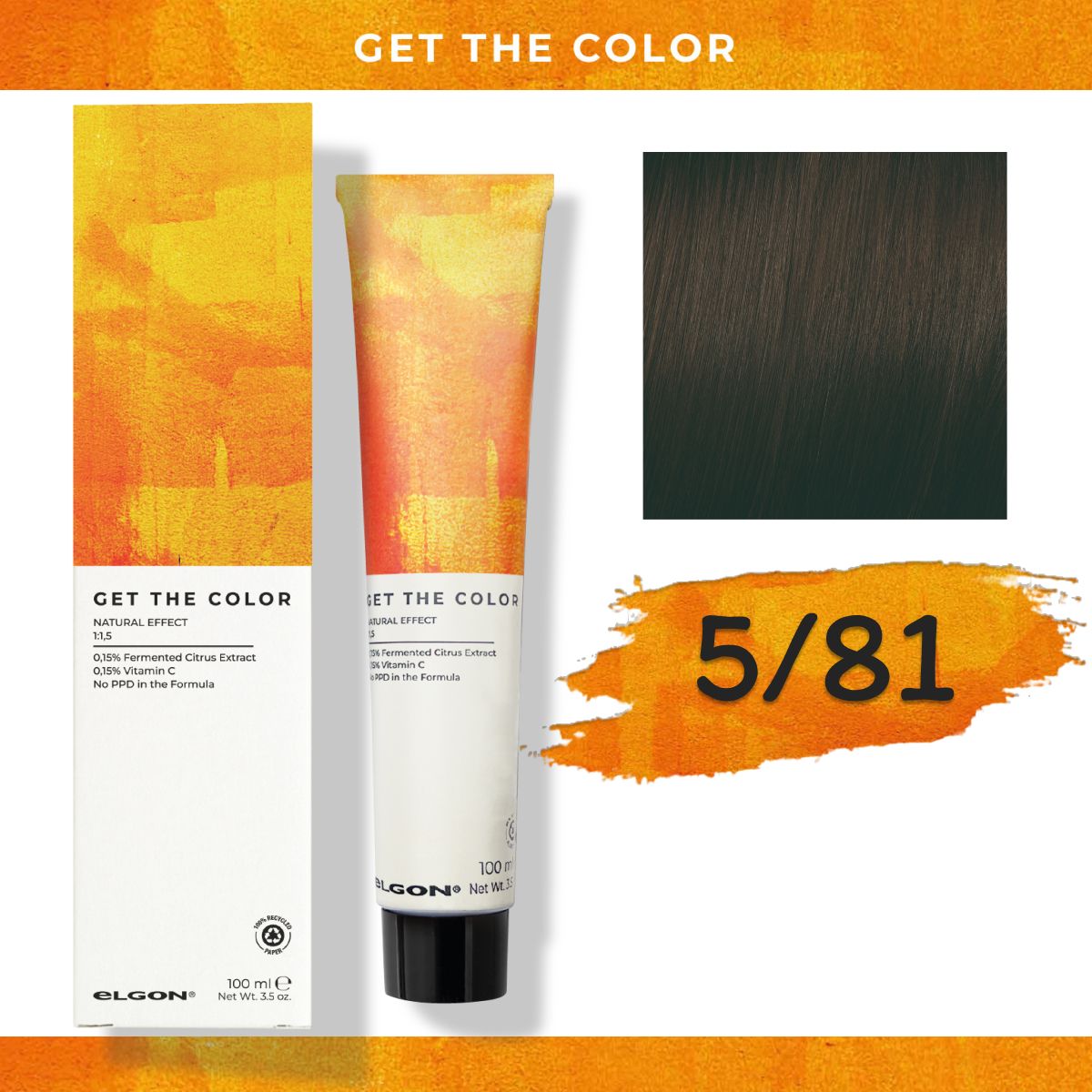 

Стойкая краска Elgon Get the Color 5/81 Светло-каштановый Коричнево-пепельный, 100 мл, 36325