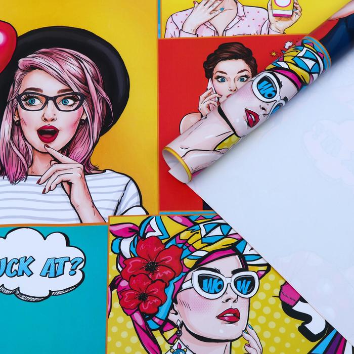 

Бумага упаковочная крафт белый "Pop art", 2 листа 50 × 70 см, Упаковка Pop-art