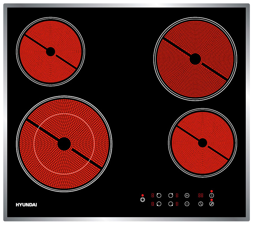 фото Встраиваемая варочная панель электрическая hyundai hhe 6485 ix black
