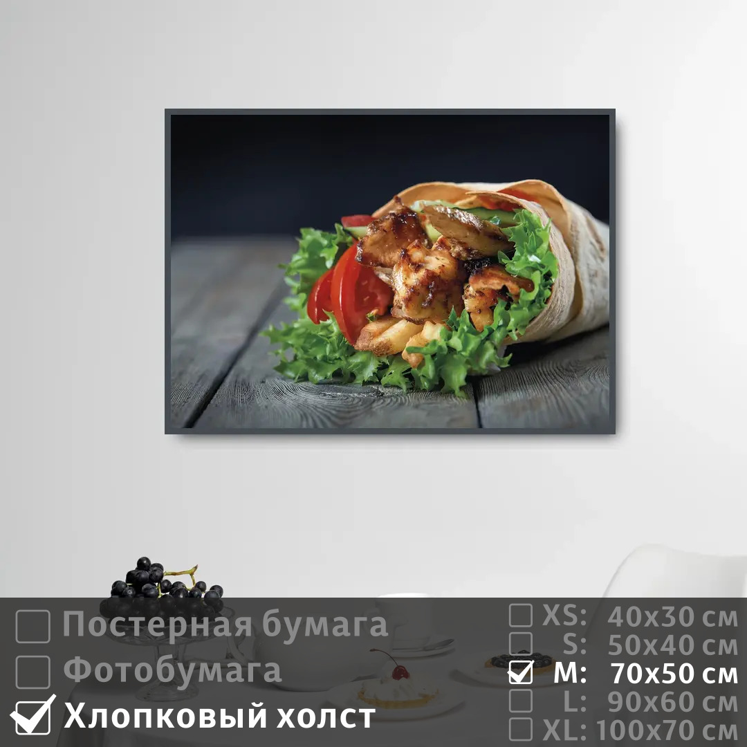 

Постер на холсте ПолиЦентр Для кафе мясо овощи зелень 70х50 см, ДляКафеМясоОвощиЗелень