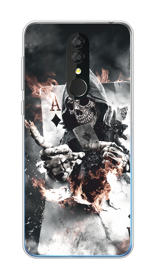 

Чехол на Alcatel 3 5053Y (2019) "Карты черепа в капюшоне", Белый;серый, 170550-1