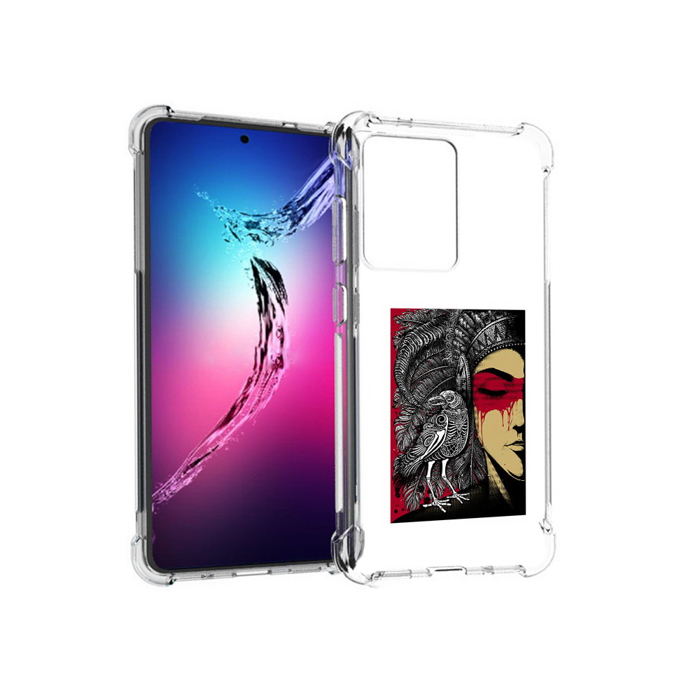 

Чехол MyPads Tocco для Samsung Galaxy S20+ девушка с вороном в абстракции, Прозрачный, Tocco