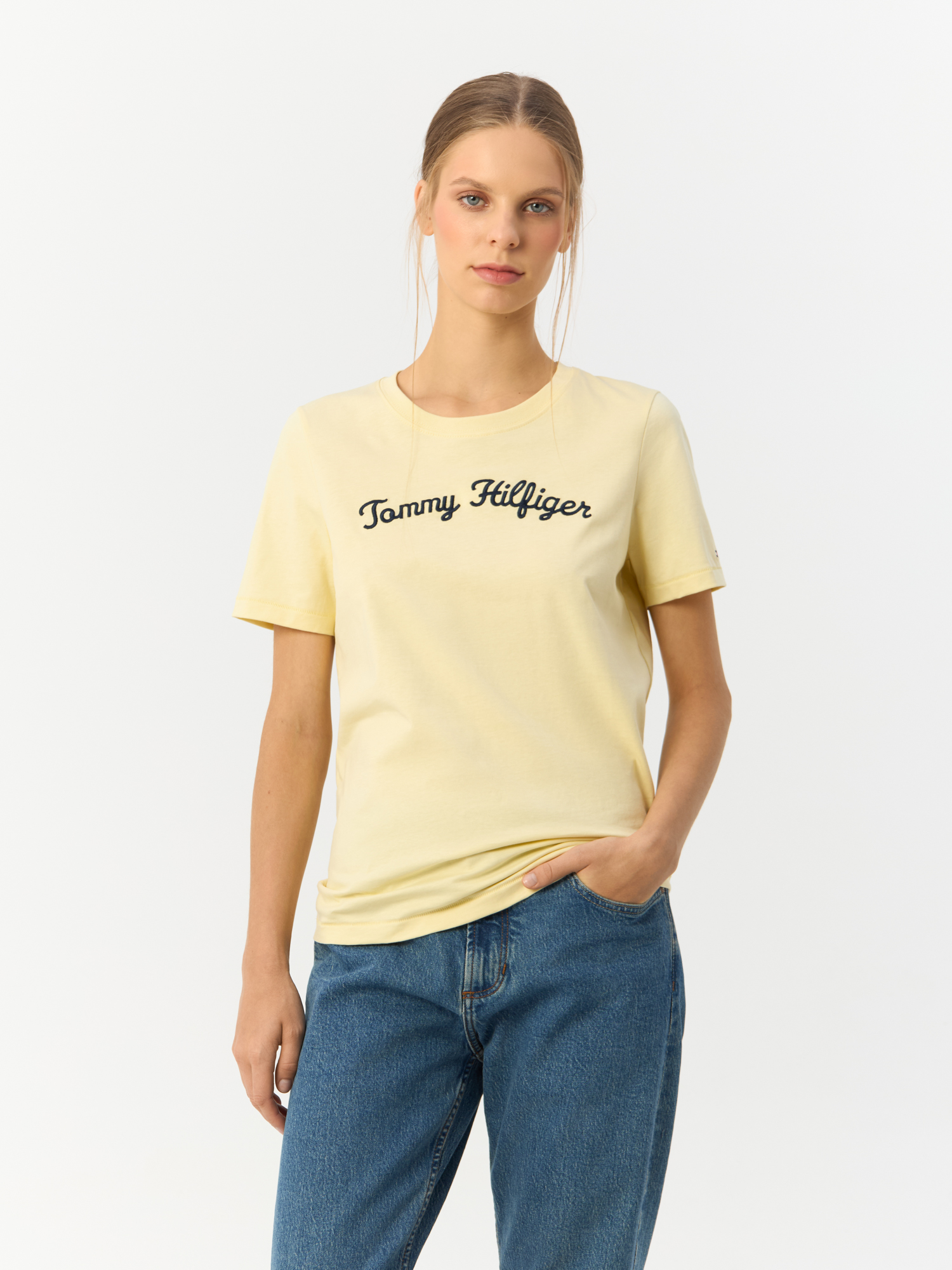 

Футболка женская Tommy Hilfiger WW0WW42589 желтая XS, Желтый, WW0WW42589