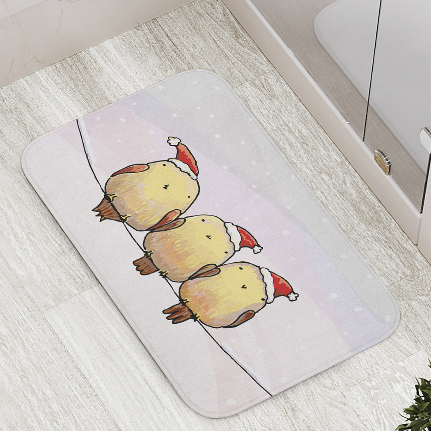 

Коврик противоскользящий JoyArty "Новогодние воробьи" для ванной, сауны, бассейна, 77х52см, Новогодние воробьи