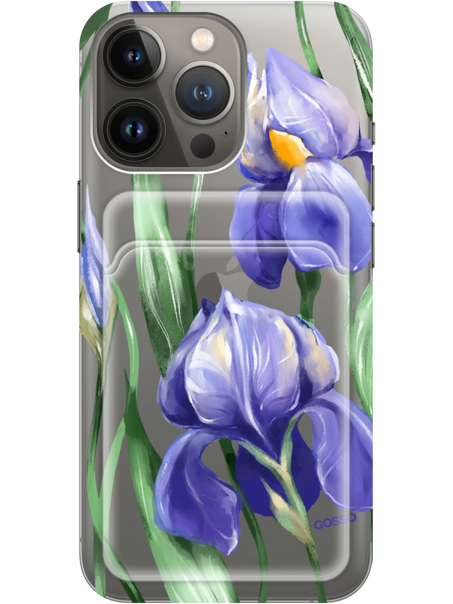 

Силиконовый чехол на Apple iPhone 13 Pro Max с рисунком "Amazing Irises" прозрачный, Прозрачный;белый;синий, 20011976