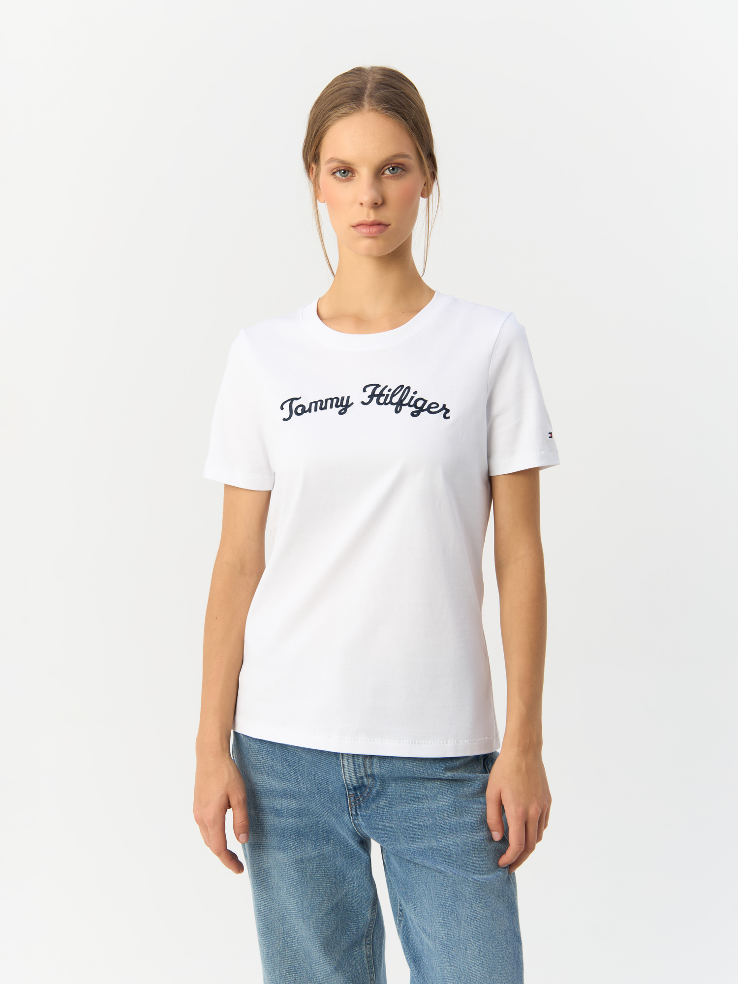 Футболка женская Tommy Hilfiger WW0WW42589 белая XS TOMMY HILFIGER белый