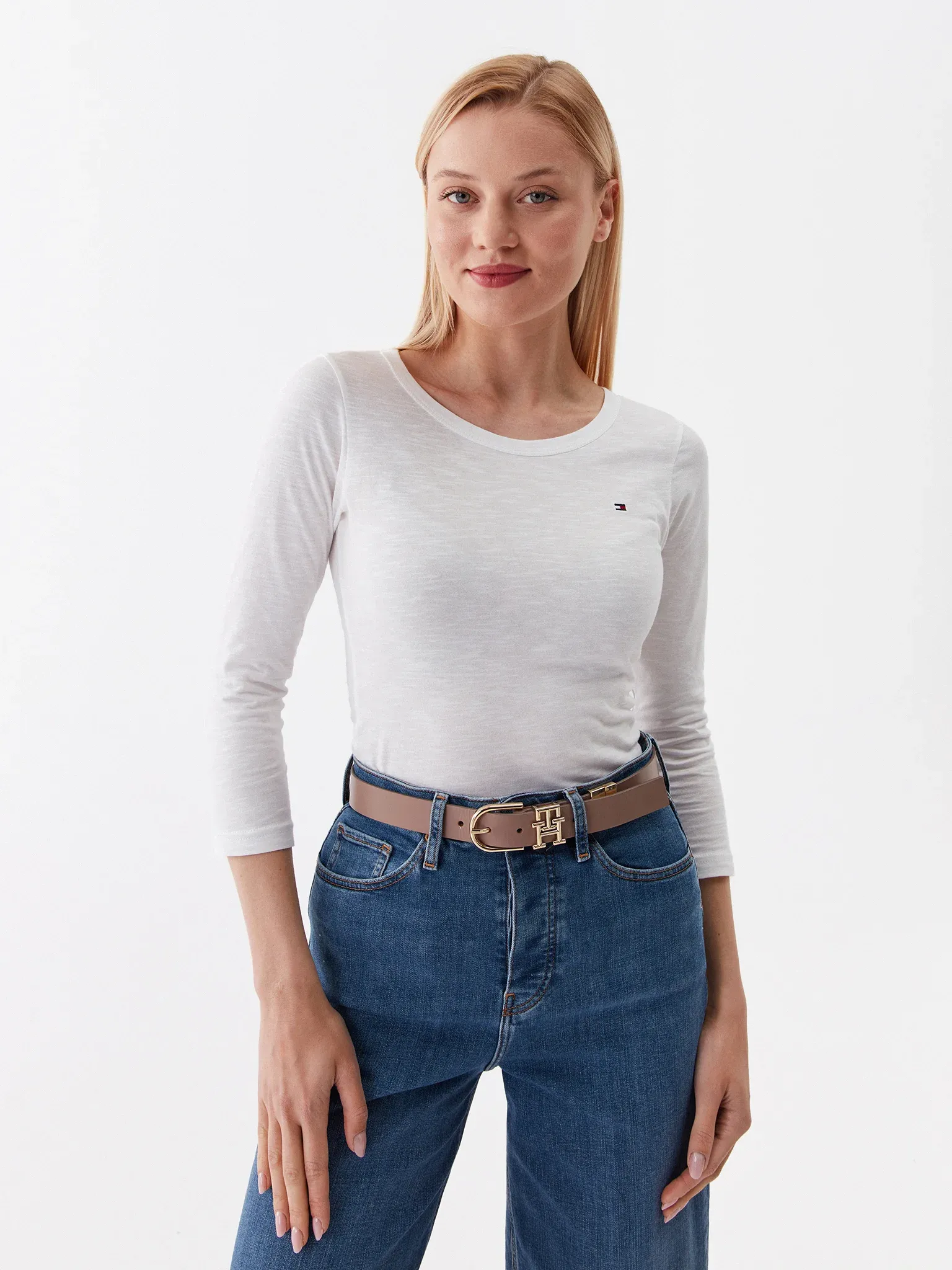 Лонгслив женский Tommy Hilfiger WW0WW37861 белый L 6890₽