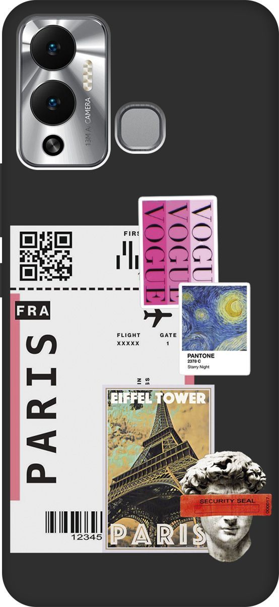

Чехол на Infinix Hot 12 Play NFC "Paris Stickers" черный, Черный;белый, 14672