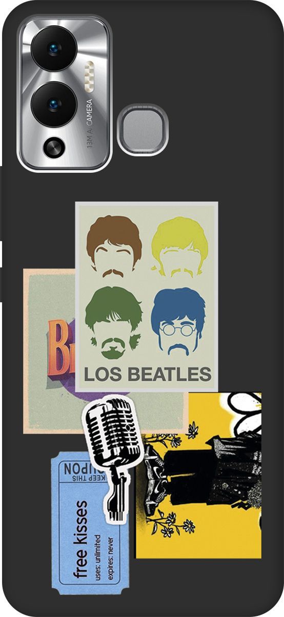 

Чехол на Infinix Hot 12 Play NFC "Beatles Stickers" черный, Черный;белый, 14672