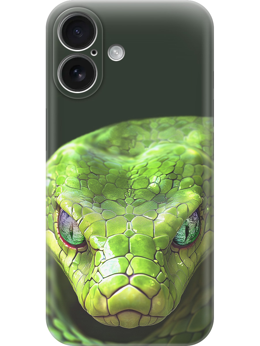 

Силиконовый чехол на Apple iPhone 16 с принтом "Змея" прозрачный, Прозрачный;черный;зеленый, 785196513