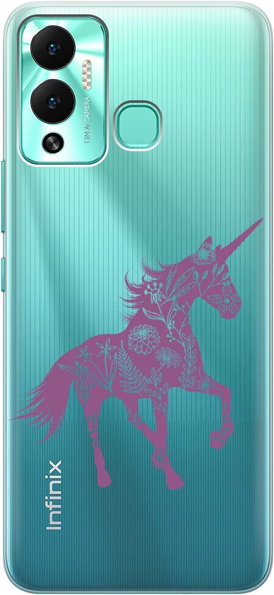 

Чехол на Infinix Hot 12 Play NFC "Floral Unicorn" прозрачный, Прозрачный;фиолетовый, 14669