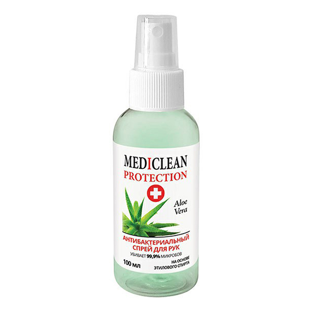 фото Спрей для рук mediclean protection hand sanitazer aloe vera антибактериальный 100 мл