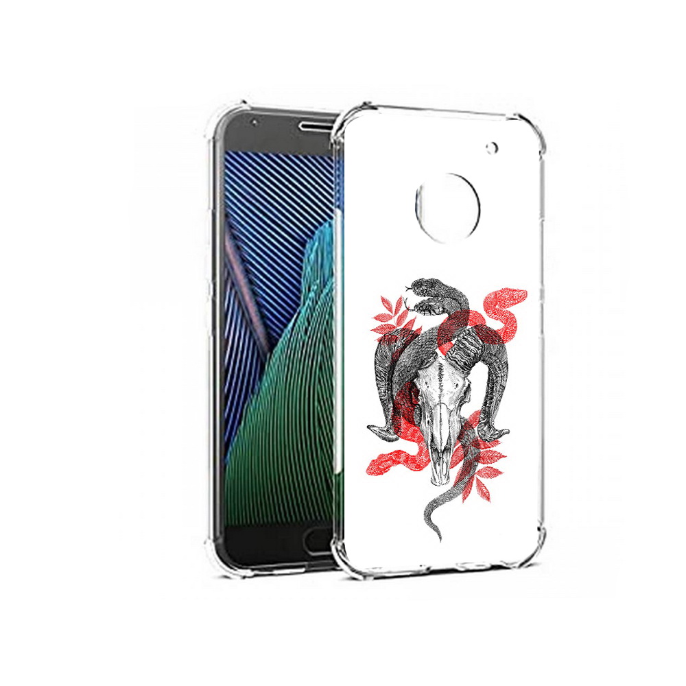 

Чехол MyPads Tocco для Motorola Moto G5 змея в черепе рисунок (PT67504.367.365), Прозрачный, Tocco