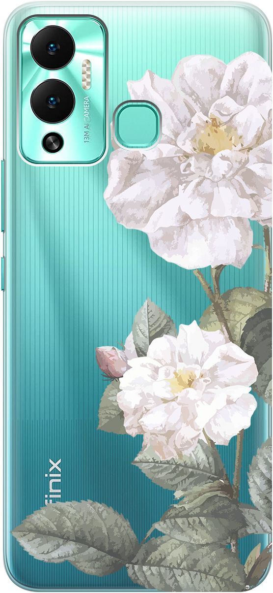 

Чехол на Infinix Hot 12 Play NFC "White Rose" прозрачный, Прозрачный;черный, 14669
