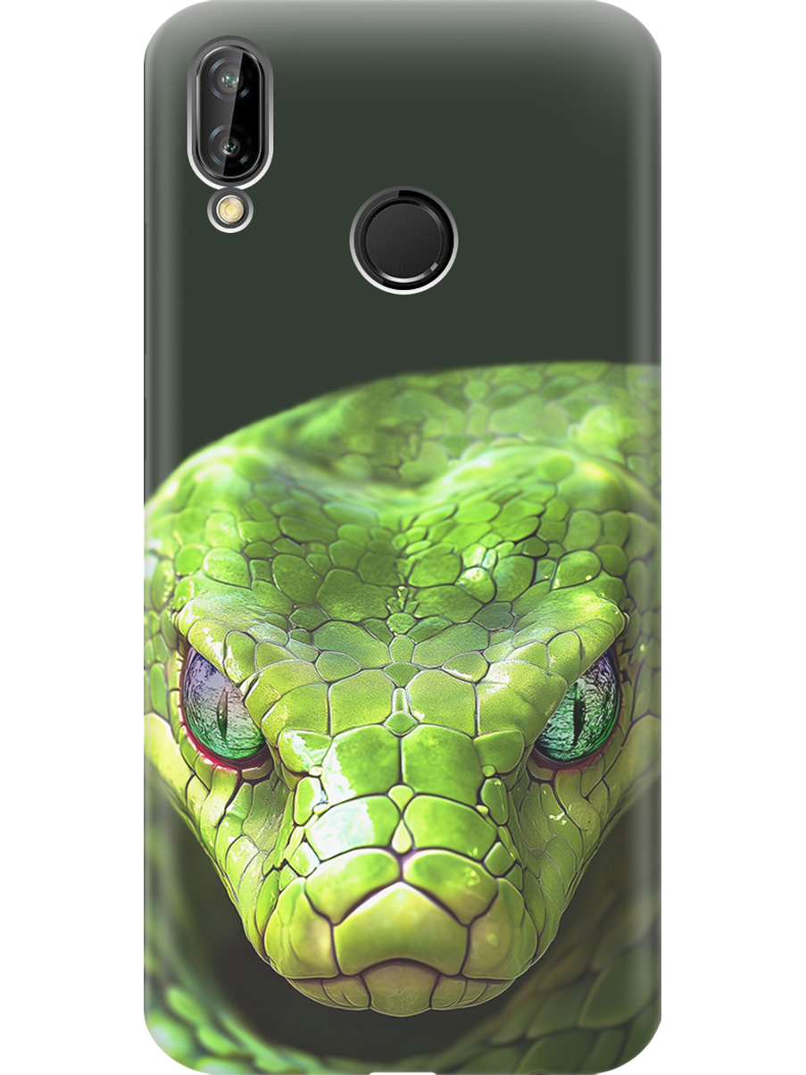 

Силиконовый чехол на Huawei P20 Lite / Nova 3e с принтом "Змея" прозрачный, Прозрачный;черный;зеленый, 717614213