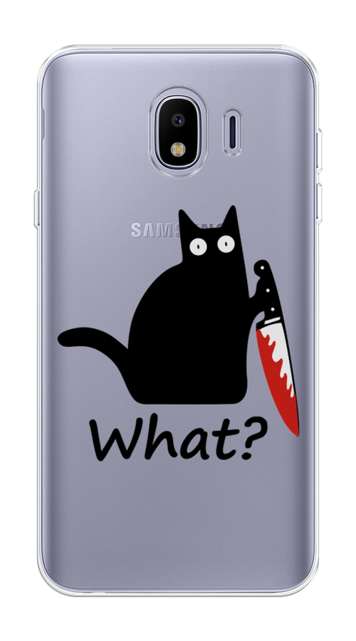 

Чехол на Samsung Galaxy J4 "Котик с ножом", Черный;красный, 26450-6
