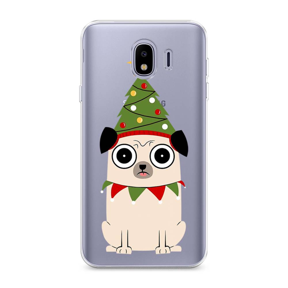 

Чехол на Samsung Galaxy J4 "Собачка с ёлочкой", Бежевый;красный;зеленый, 26450-1