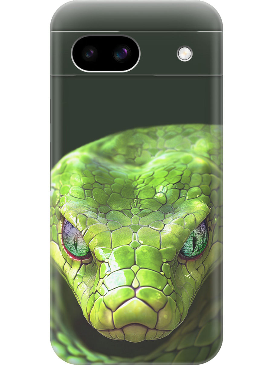 

Силиконовый чехол на Google Pixel 8a с принтом "Змея" прозрачный, Прозрачный;черный;зеленый, 784809113