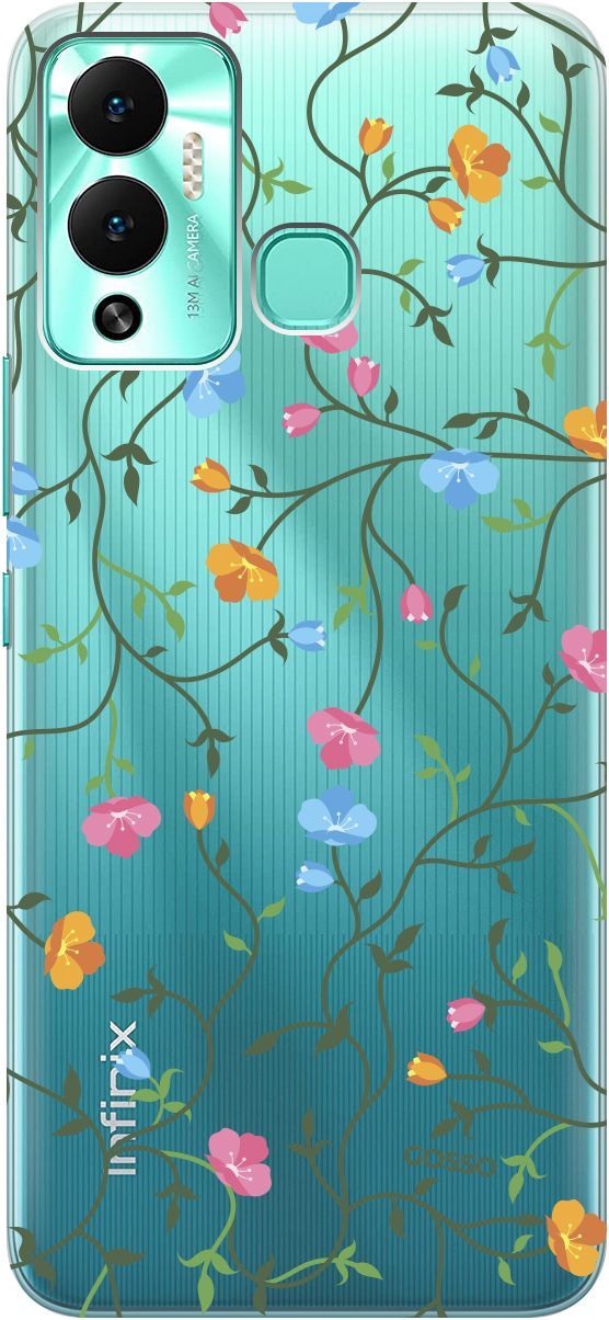 

Чехол на Infinix Hot 12 Play NFC "Сurly Flowers" прозрачный, Прозрачный;голубой, 14668