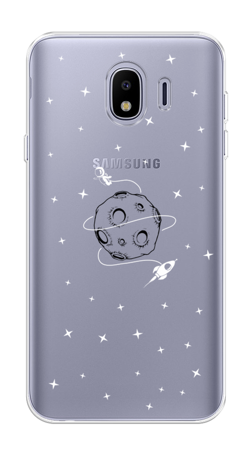 

Чехол на Samsung Galaxy J4 "Полет вокруг луны", Белый;серый;черный, 26450-2