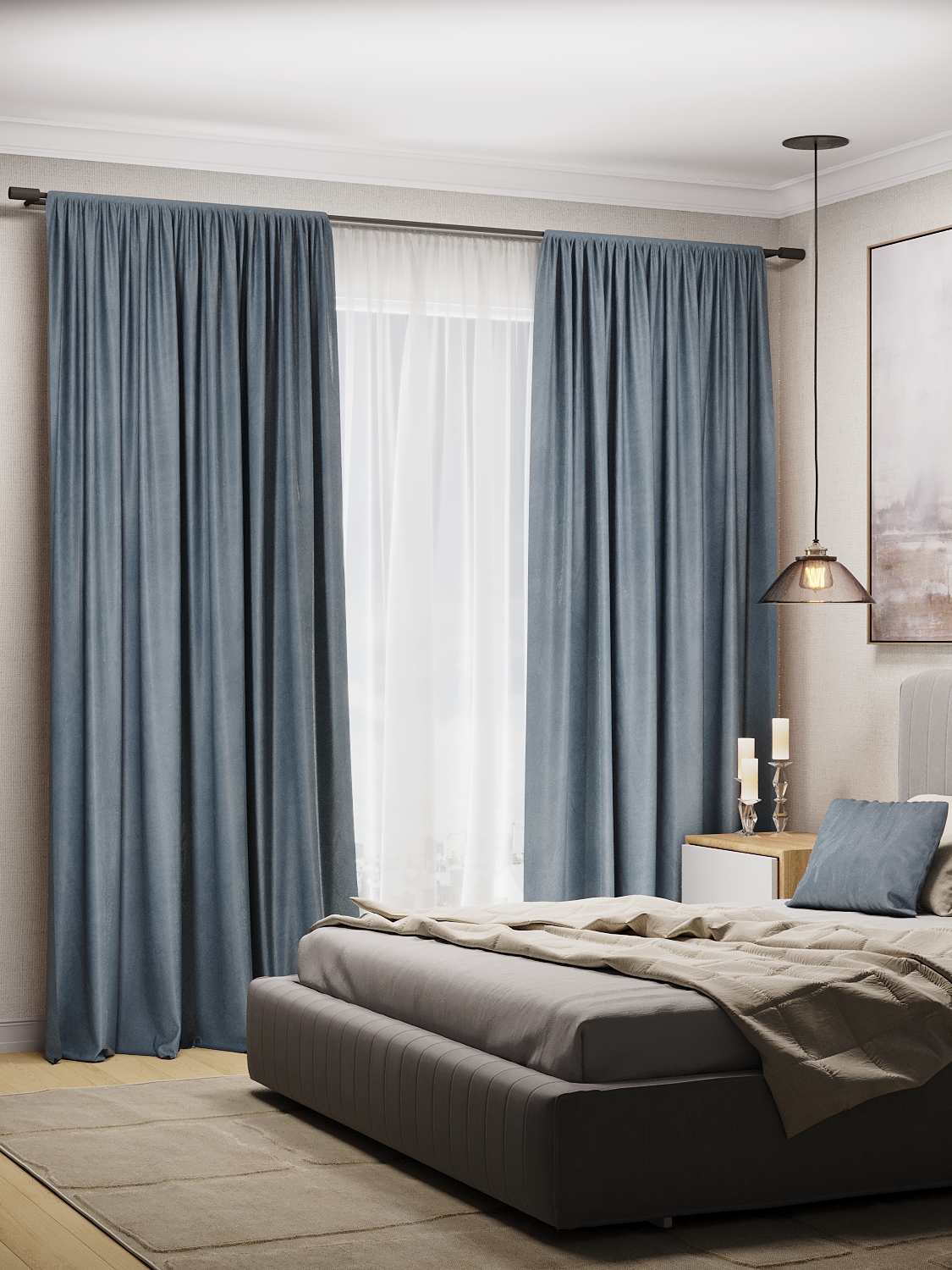 Комплект штор бархат для гостиной и спальни Sophia шторы голубые 2 шт по 200 на 280см