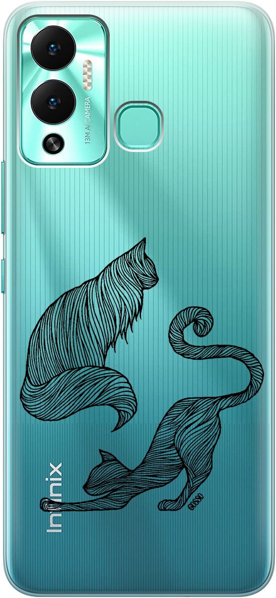 

Чехол на Infinix Hot 12 Play NFC "Lazy Cats" прозрачный, Прозрачный;серый, 14668