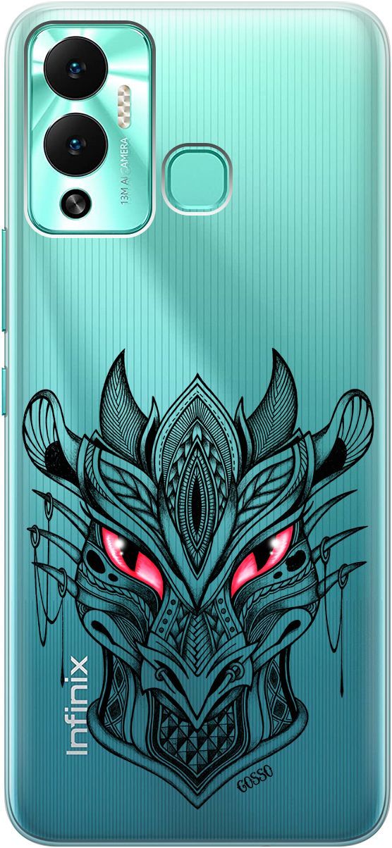 

Чехол на Infinix Hot 12 Play NFC "Dragon" прозрачный, Прозрачный;черный, 14668