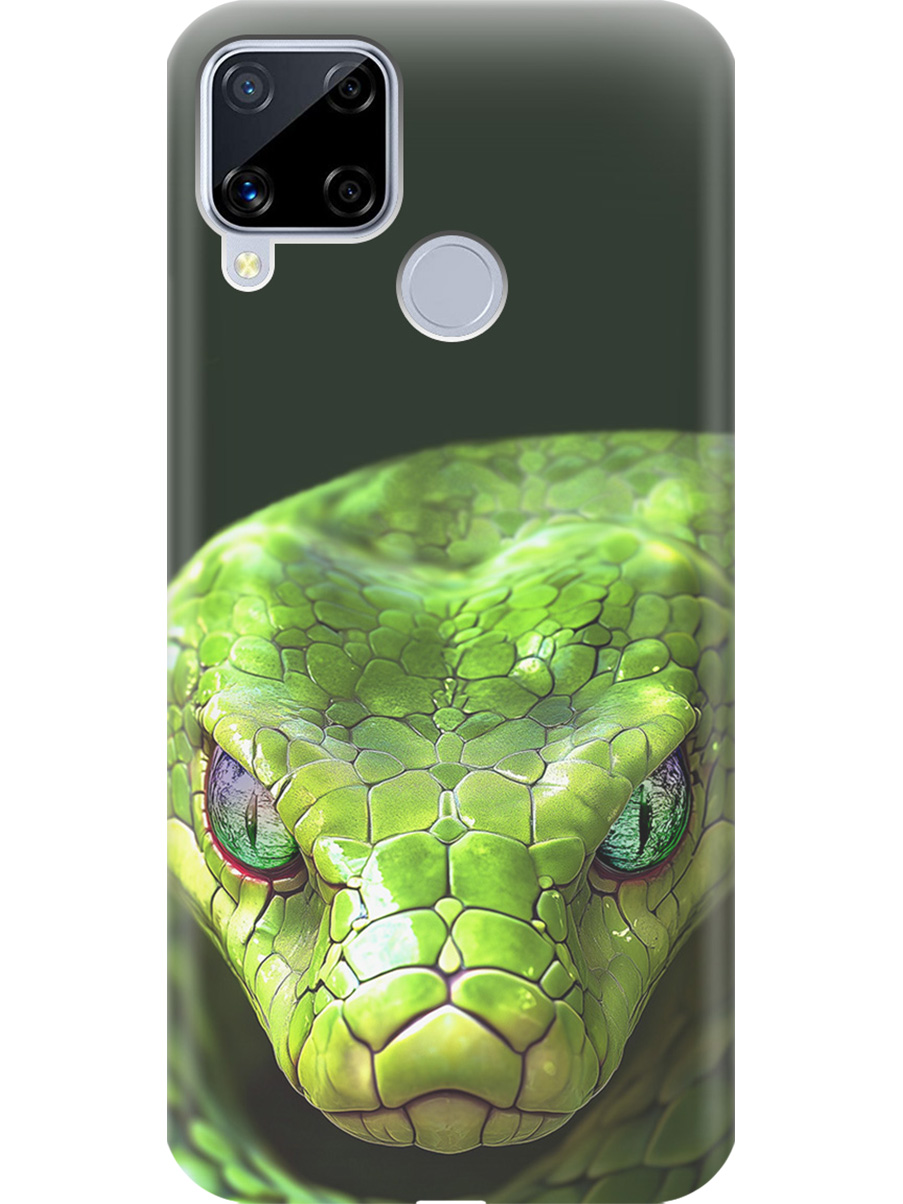 

Силиконовый чехол на realme C15 / C25 с принтом "Змея" прозрачный, Прозрачный;черный;зеленый, 726149813